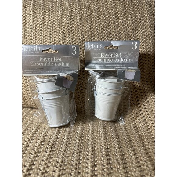 Details 2 Packs 6 Total Tabletop Bucket Pail Tins & Message Cards Farmhouse - Picture 1 of 3